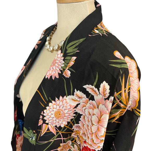ANOTHER STORY Kimono Duster Size Large Beautiful Large Colourful Floral Pattern - Picture 2 of 6
